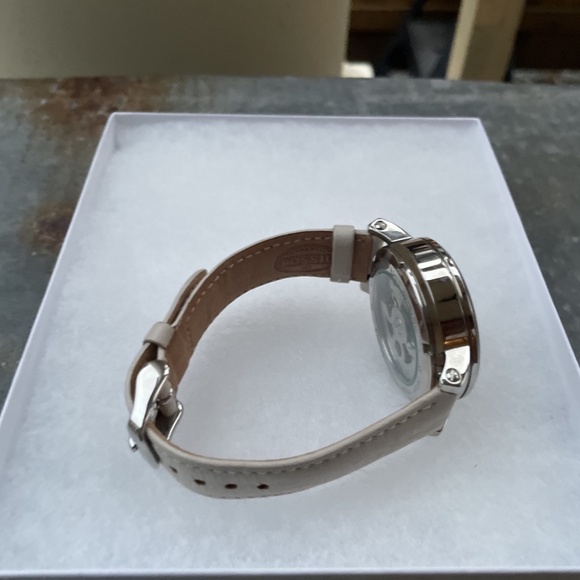 Women's Fossil Grant Automatic Leather Band Skeleton Watch - Picture 2 of 5